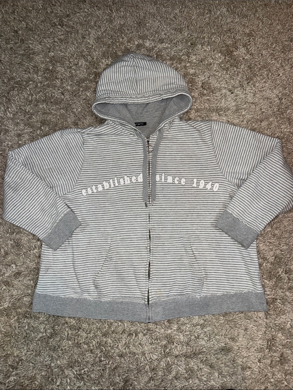 Penningtons Plus Size Striped Full Zip Hooded Jacket - 3X